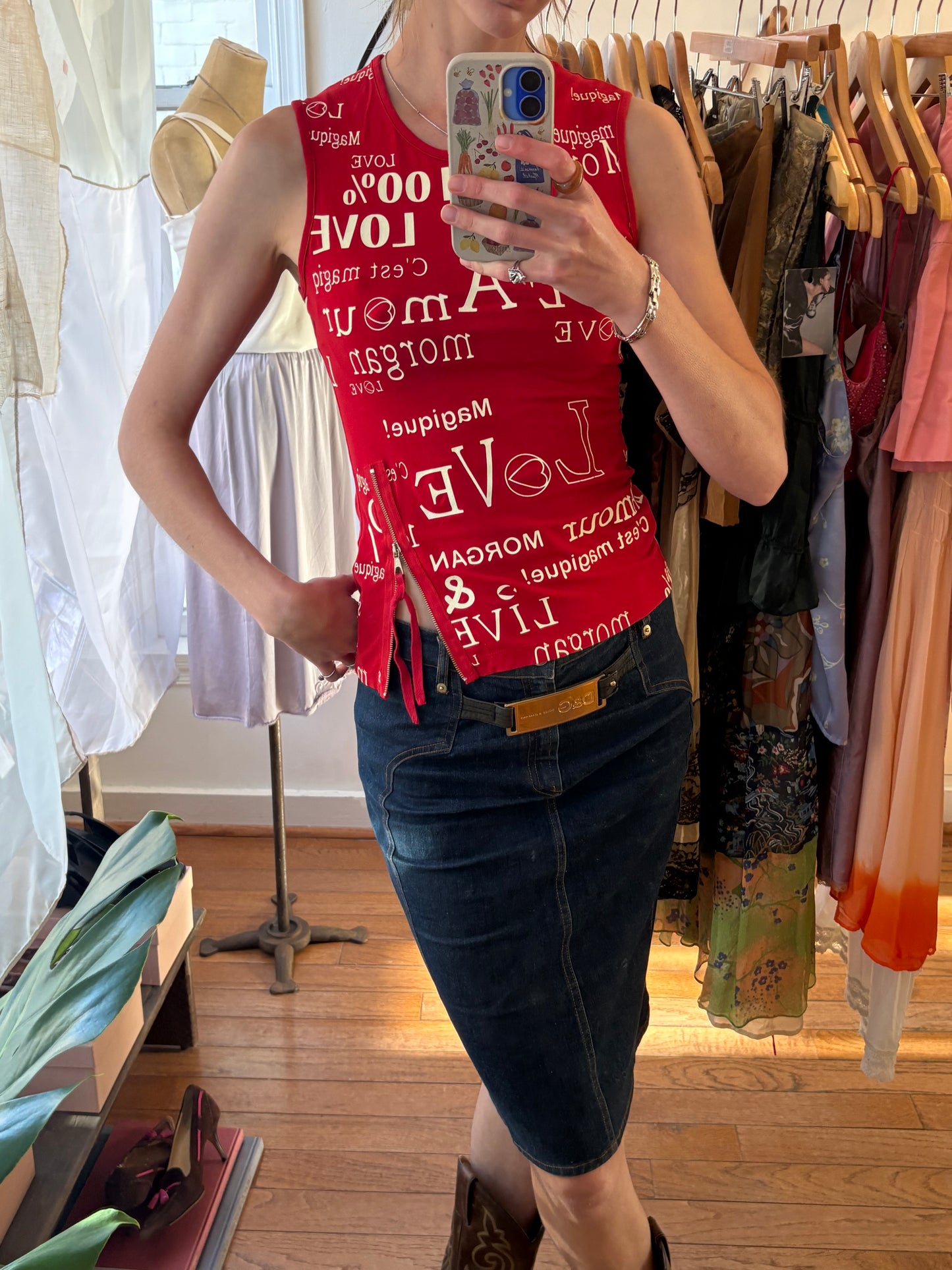 2000s DOLCE & GABBANA Denim Buckle Skirt (S/M)