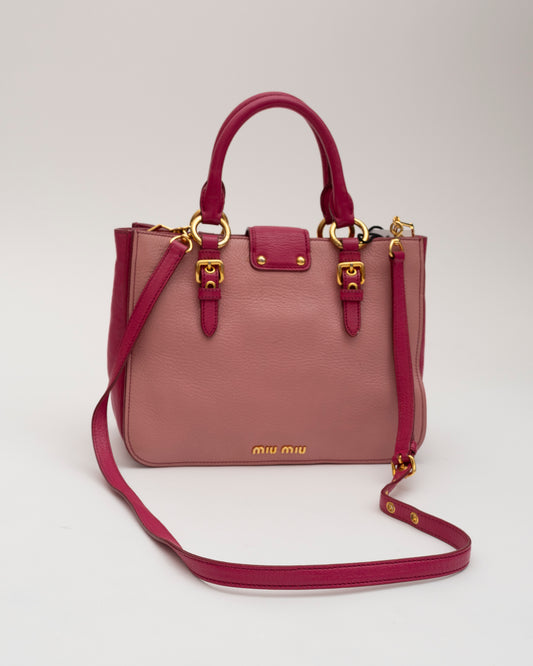 2000s MIU MIU Pink Color Block Top Handle Bag