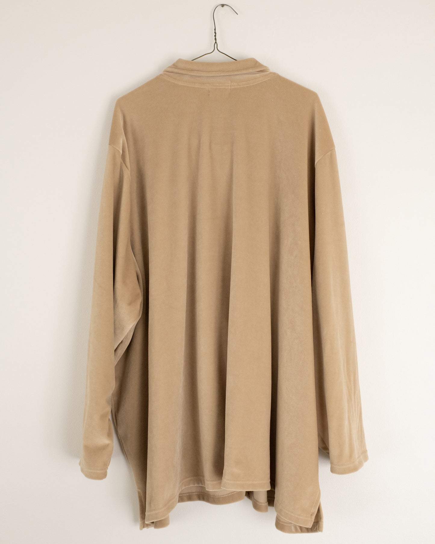 Vintage Beige Oversized Velvet Shirt (S-L)
