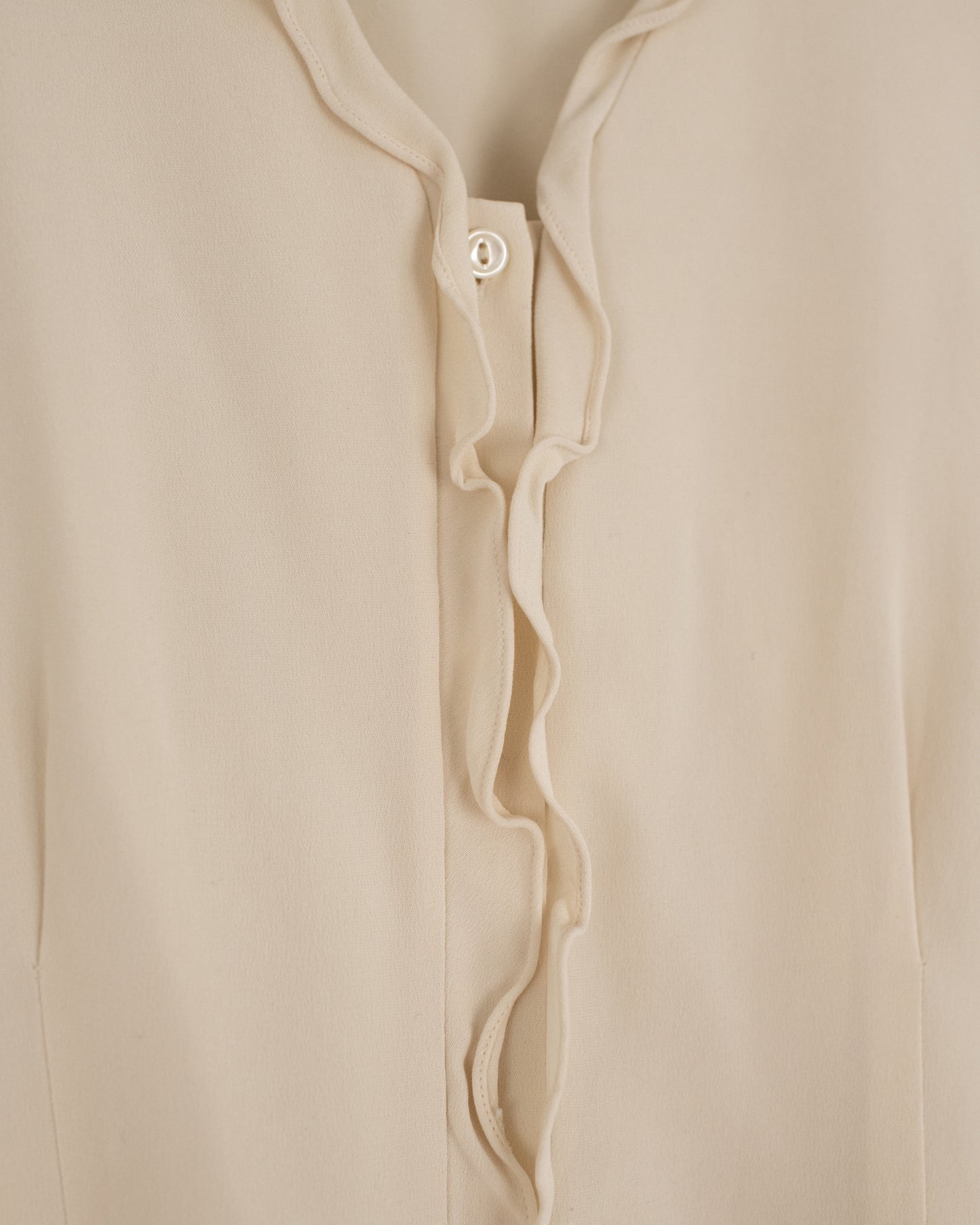 Vintage Creme Silk Ruffle Blouse (S)
