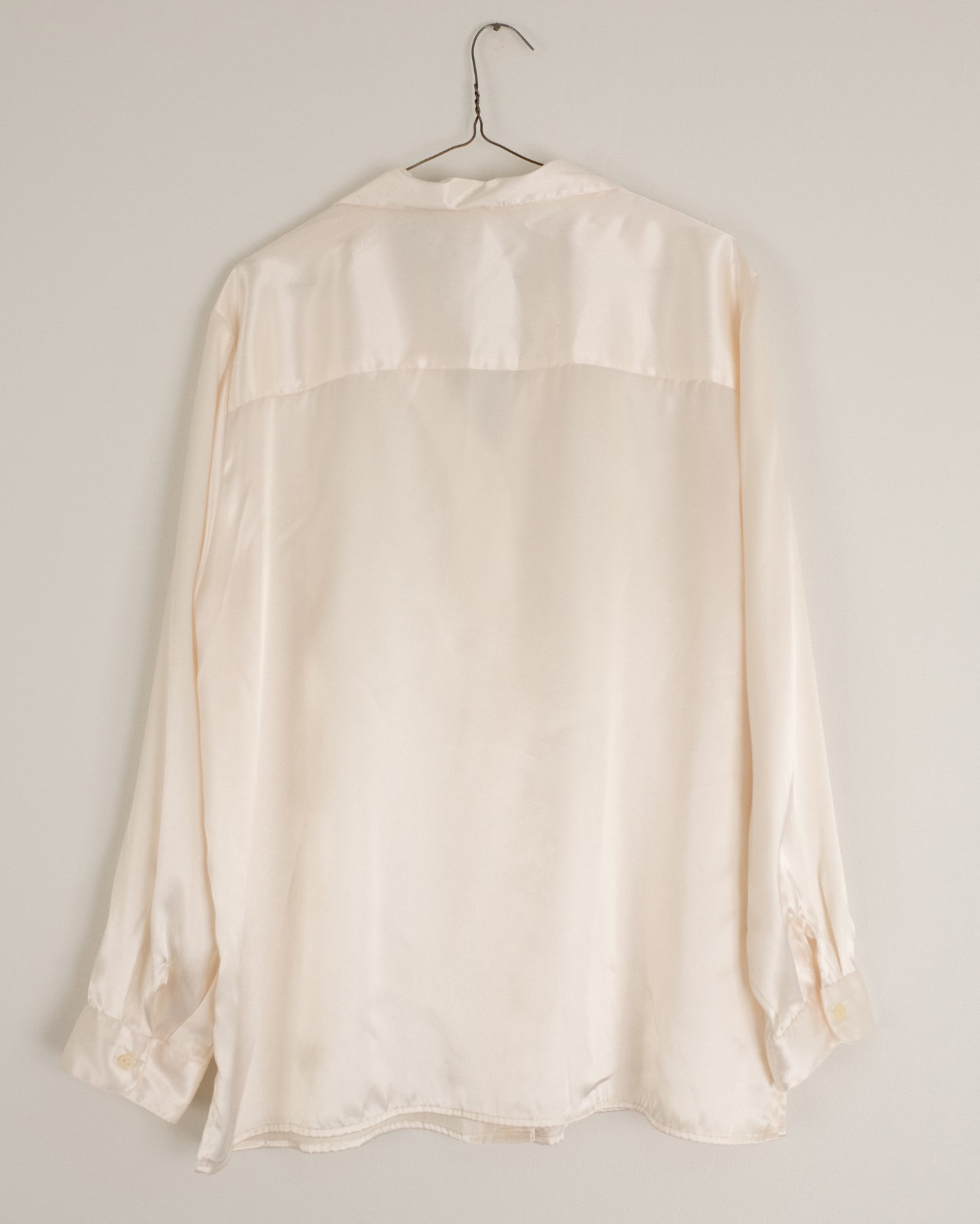 Vintage Ivory Satin Blouse (S/M)