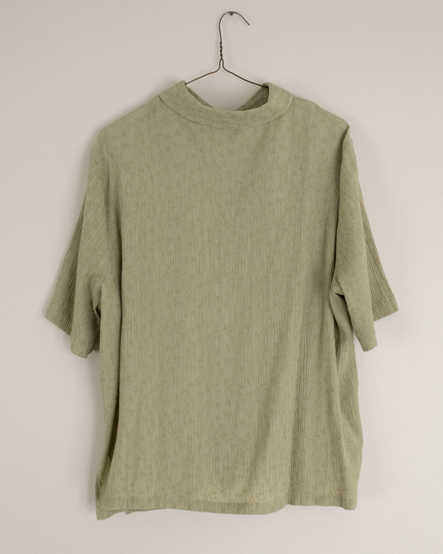 Vintage Sage Crinkle Blouse (S/M)