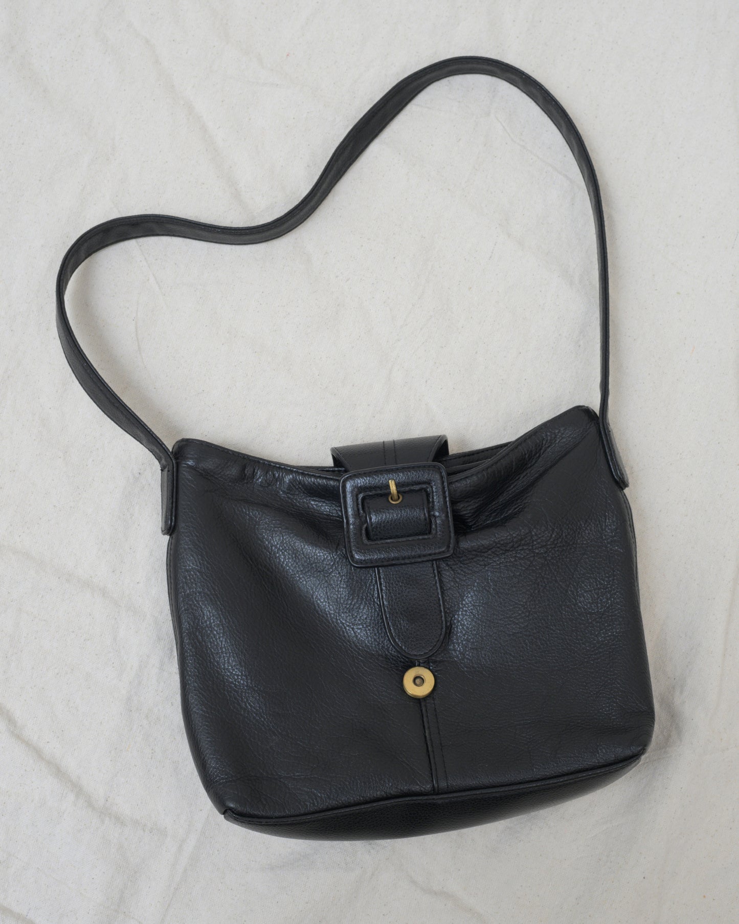 Vintage Black Leather Hobo Bag