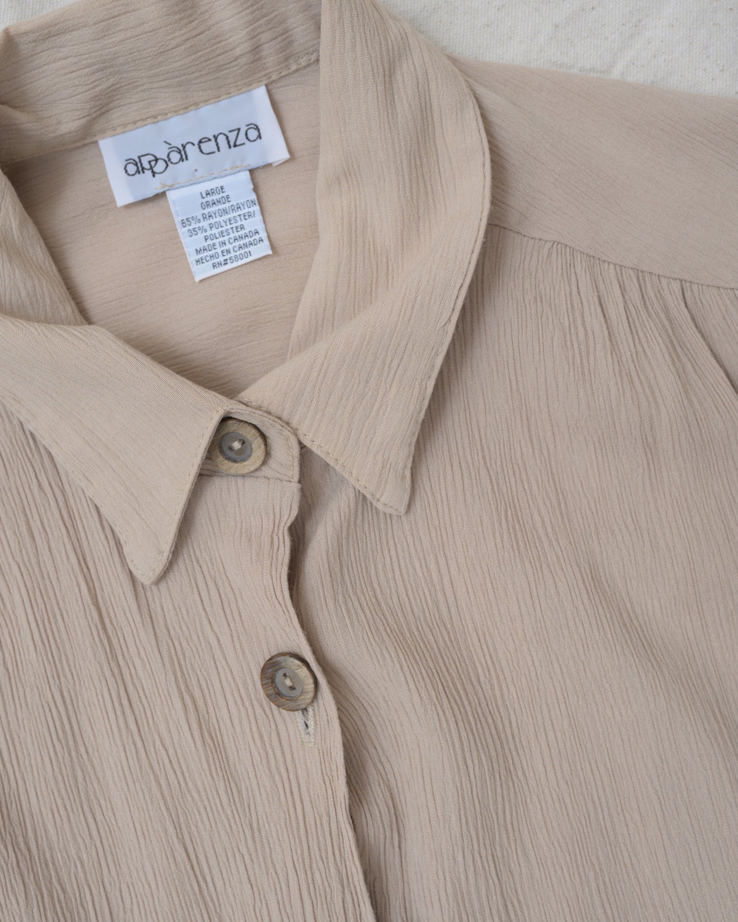 Vintage Beige Crinkle Shirt (S/M)