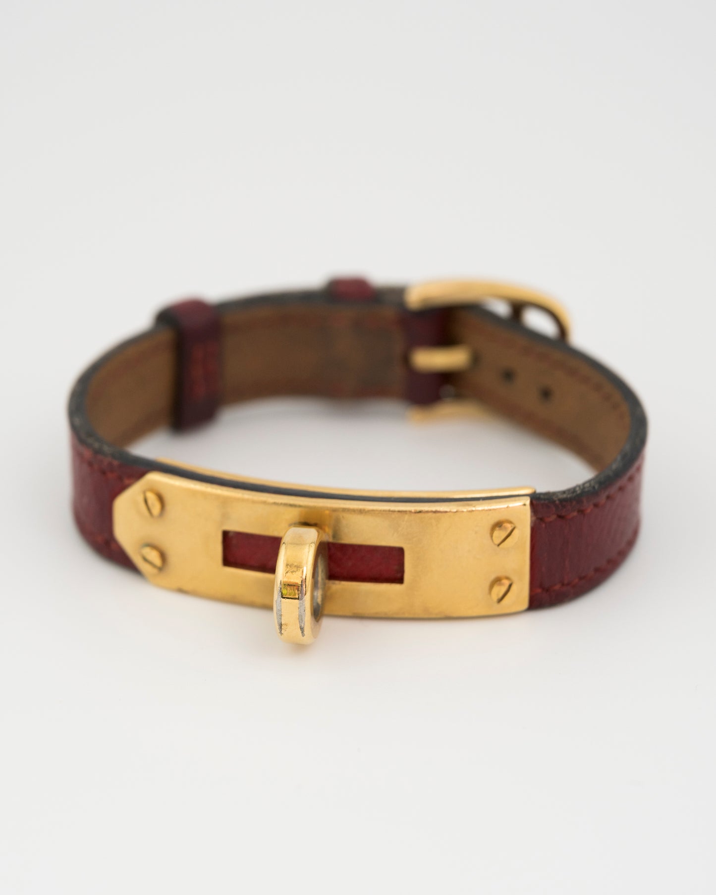90s HERMES Kelly Maroon Padlock Watch