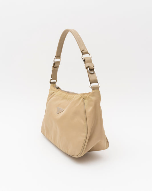 2000s PRADA Khaki Corda Tessuto Nylon Shoulder Bag