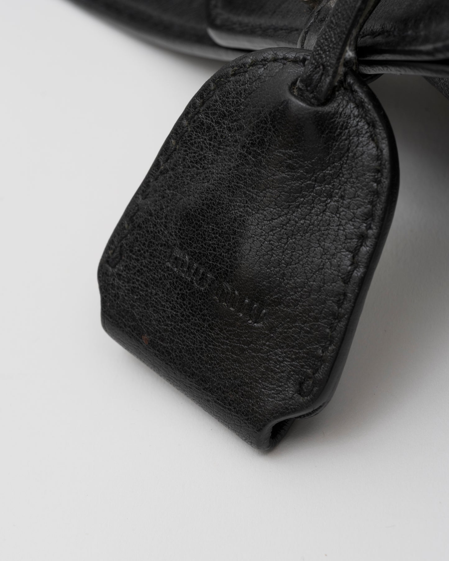 2000s MIU MIU Black Vitello Lux Front Pocket Hobo Bag