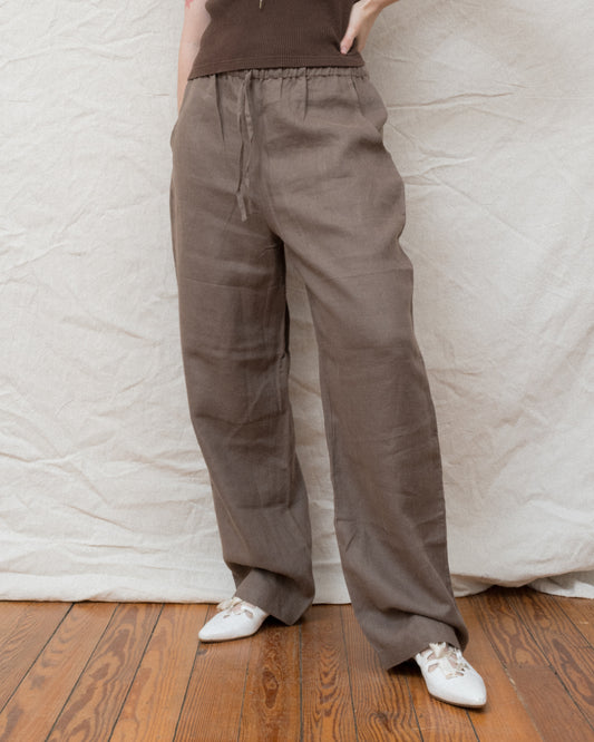 Vintage Chocolate Linen Pants (S-L)