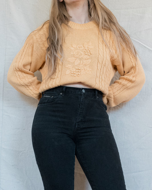 Vintage Ochre Reworked Knit Sweater (S)