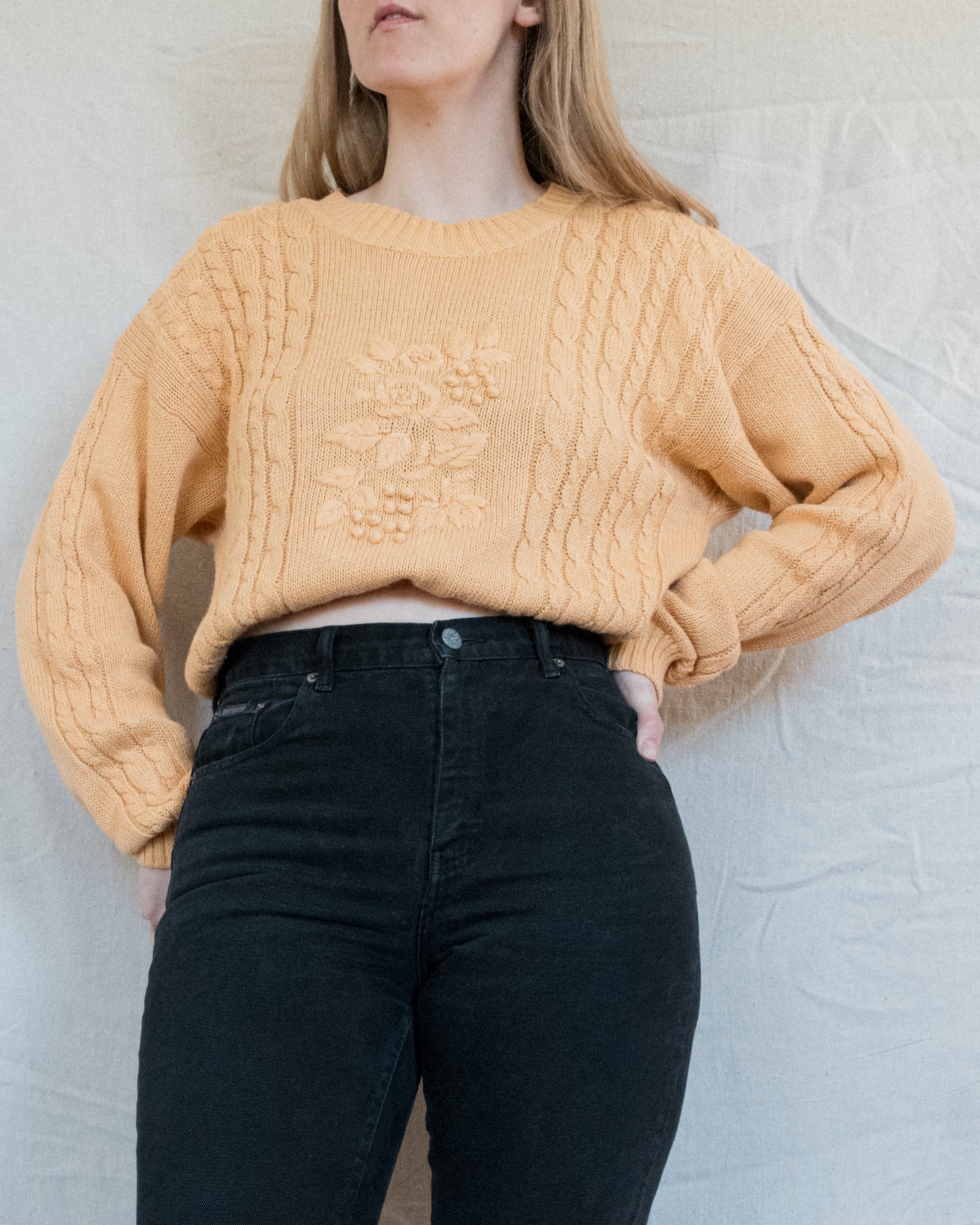 Vintage Ochre Reworked Knit Sweater (S)