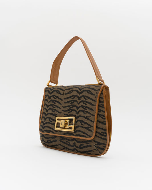 90s FENDI Tiger Stripe Jacquard Shoulder Bag