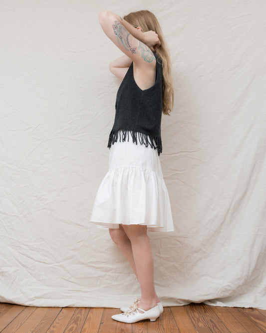 Vintage Grey Fringe Vest (S/M)