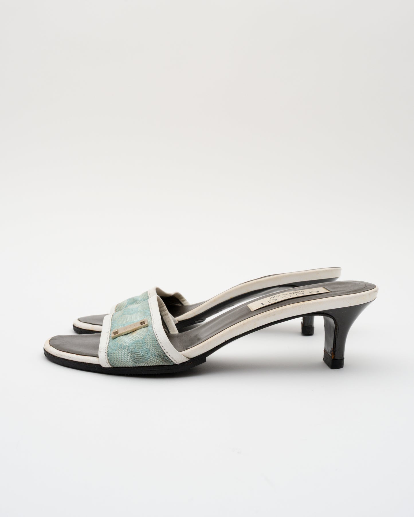 2000s GUCCI Tom Ford Era Blue GG Monogram Mules (35.5)