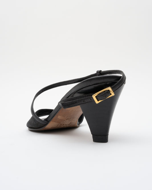 90s FENDI Zucca Black Slingback Sandals (36)