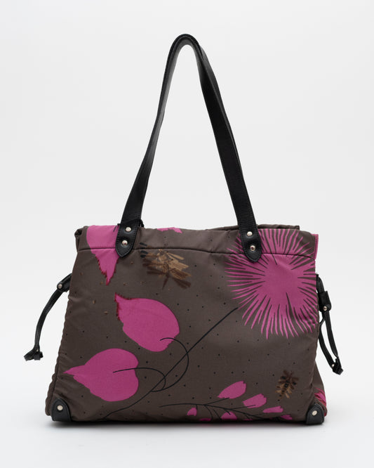 2000s MIU MIU Pixel Floral Nylon Bag