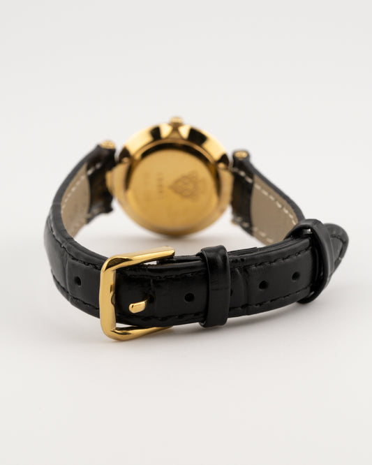 90s GUCCI 4500L Two Tone Leather Watch w/Black Dial