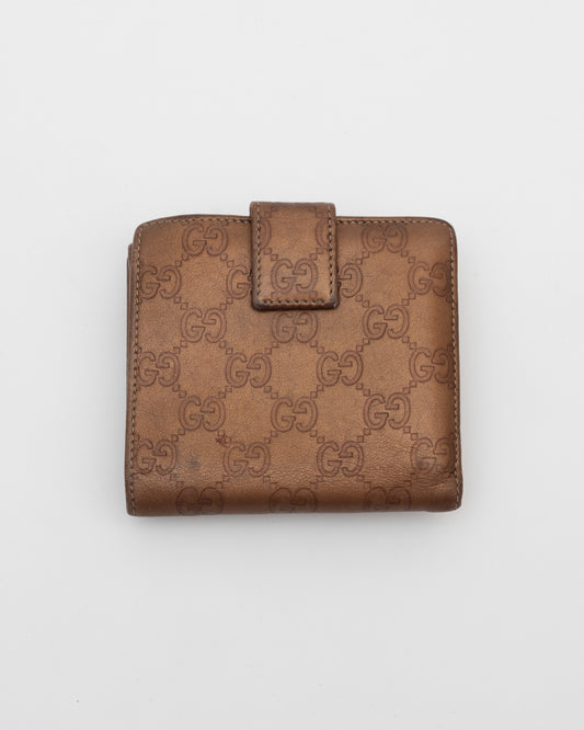 2000s GUCCI Bronze GG Logo Heart Wallet (as is)