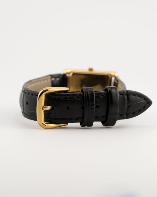 90s GUCCI 4200L Tank Watch w/Black Leather Band