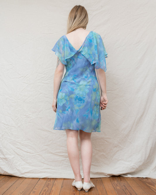 Vintage Floral Watercolor Dress (S/M)