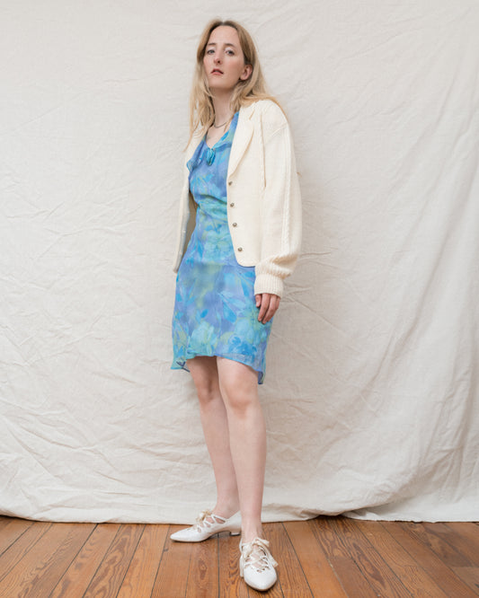 Vintage Cream Wool Knit Cardigan (S/M)