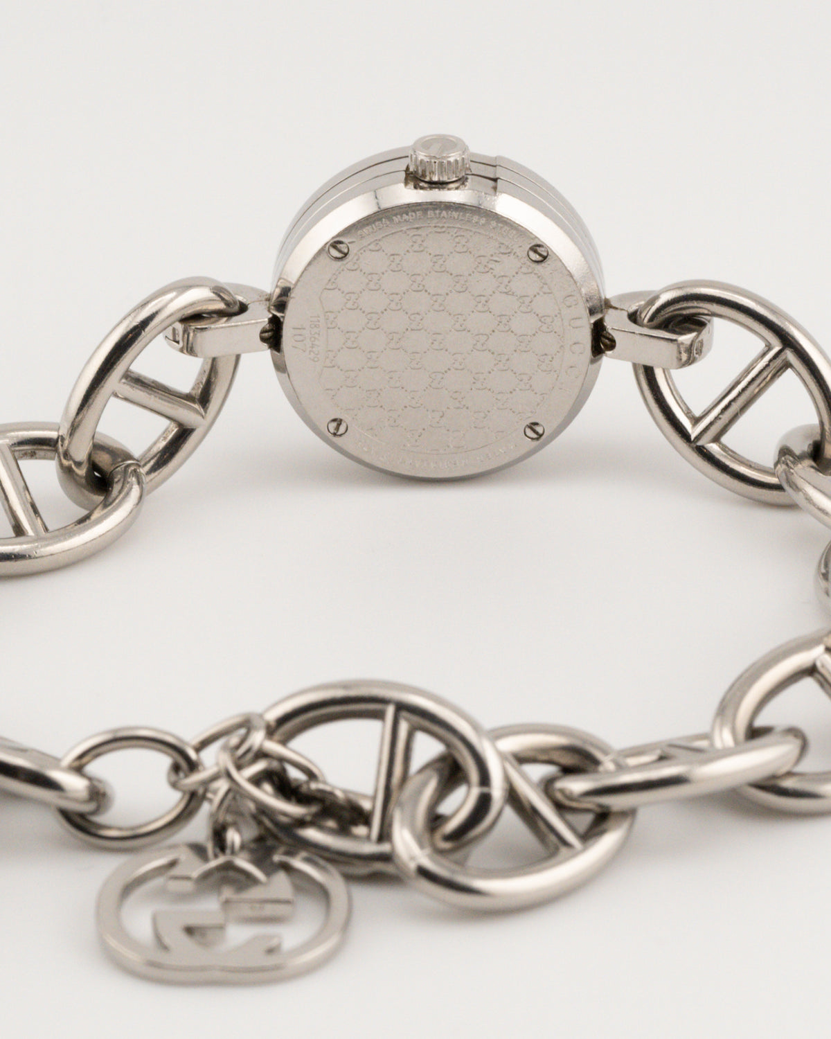 2000s GUCCI 107 Charmy Silver Charm Bracelet Watch