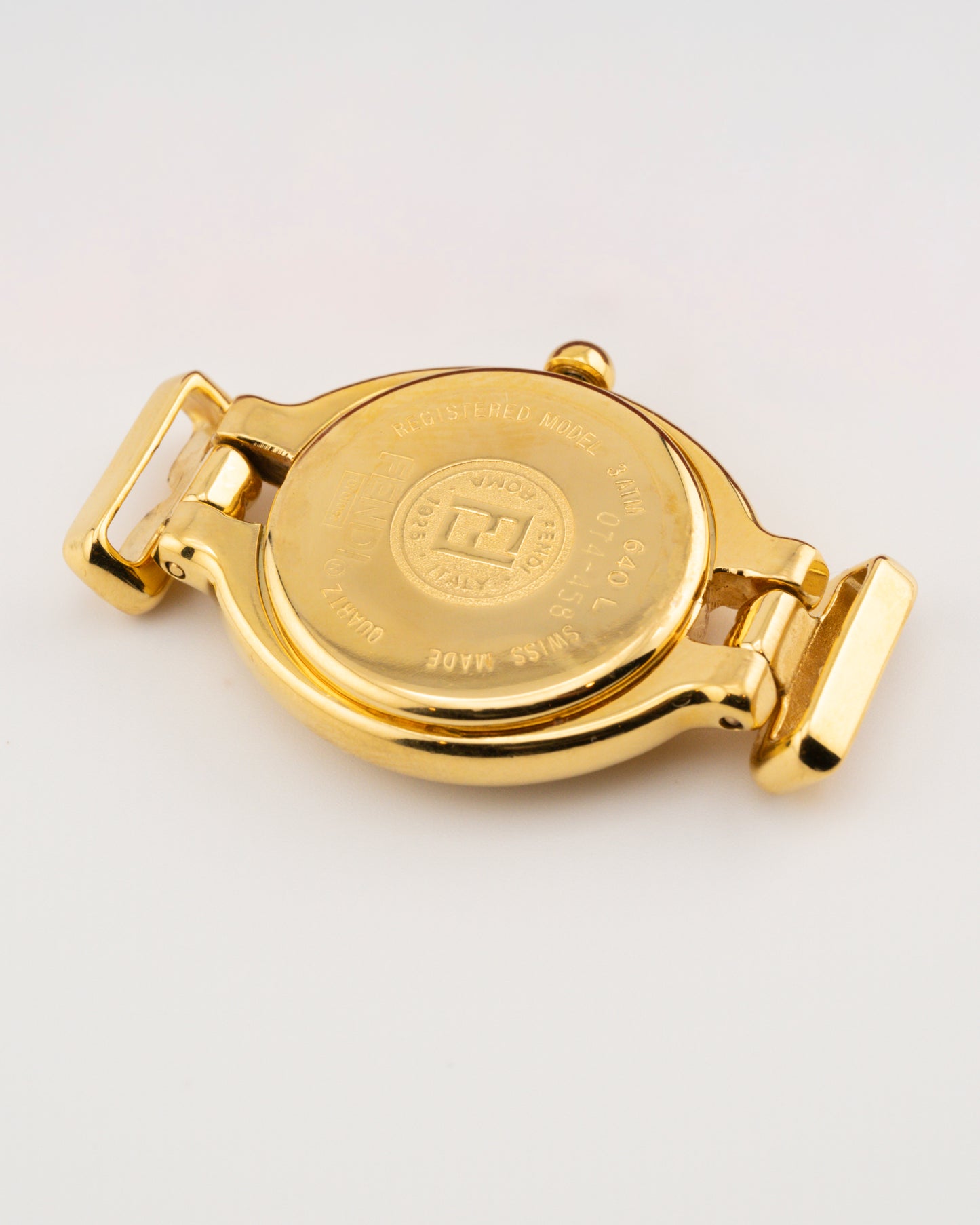 90s FENDI 640L Gold Watch w/Red Leather Band