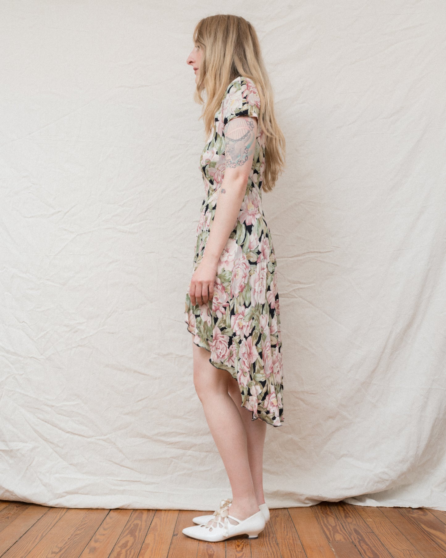Vintage Floral High Low Dress (S)