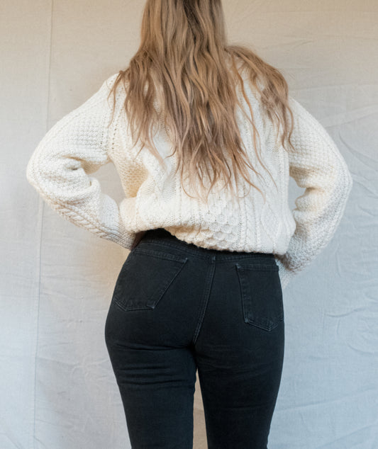 Vintage Eggshell Fisherman Knit Sweater (S/M)