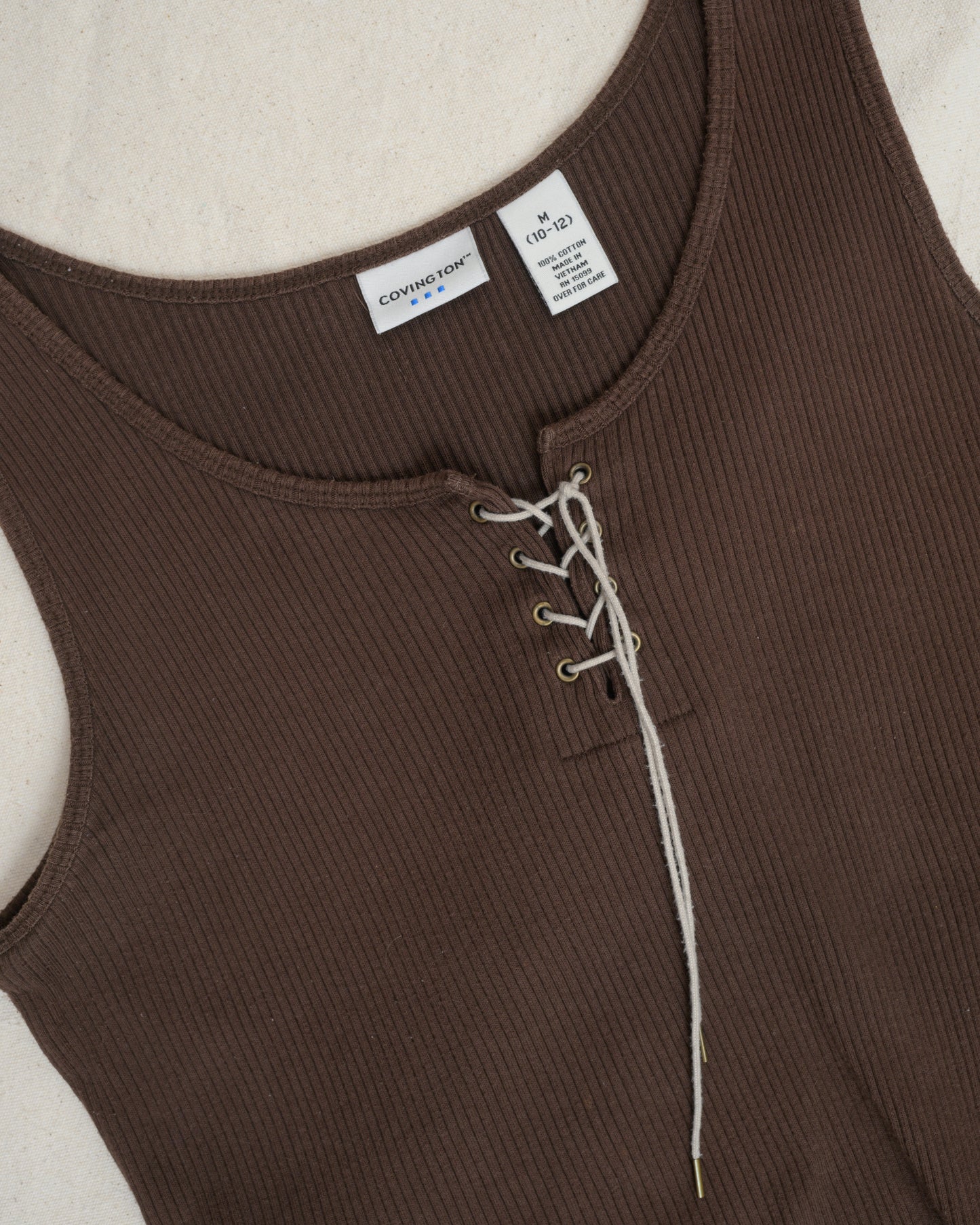 Vintage Chocolate Rib Knit Tank Top (S/M)