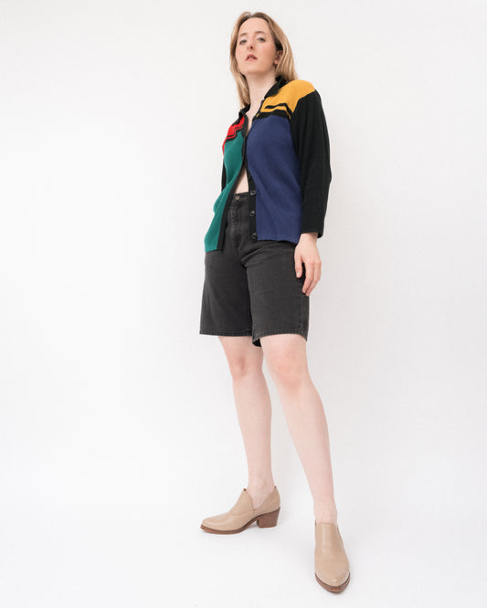 Vintage Colorblock Knit Cardigan (S/M)