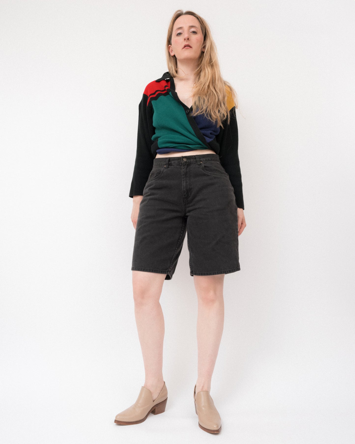 Vintage Charcoal Denim Shorts (M/L)
