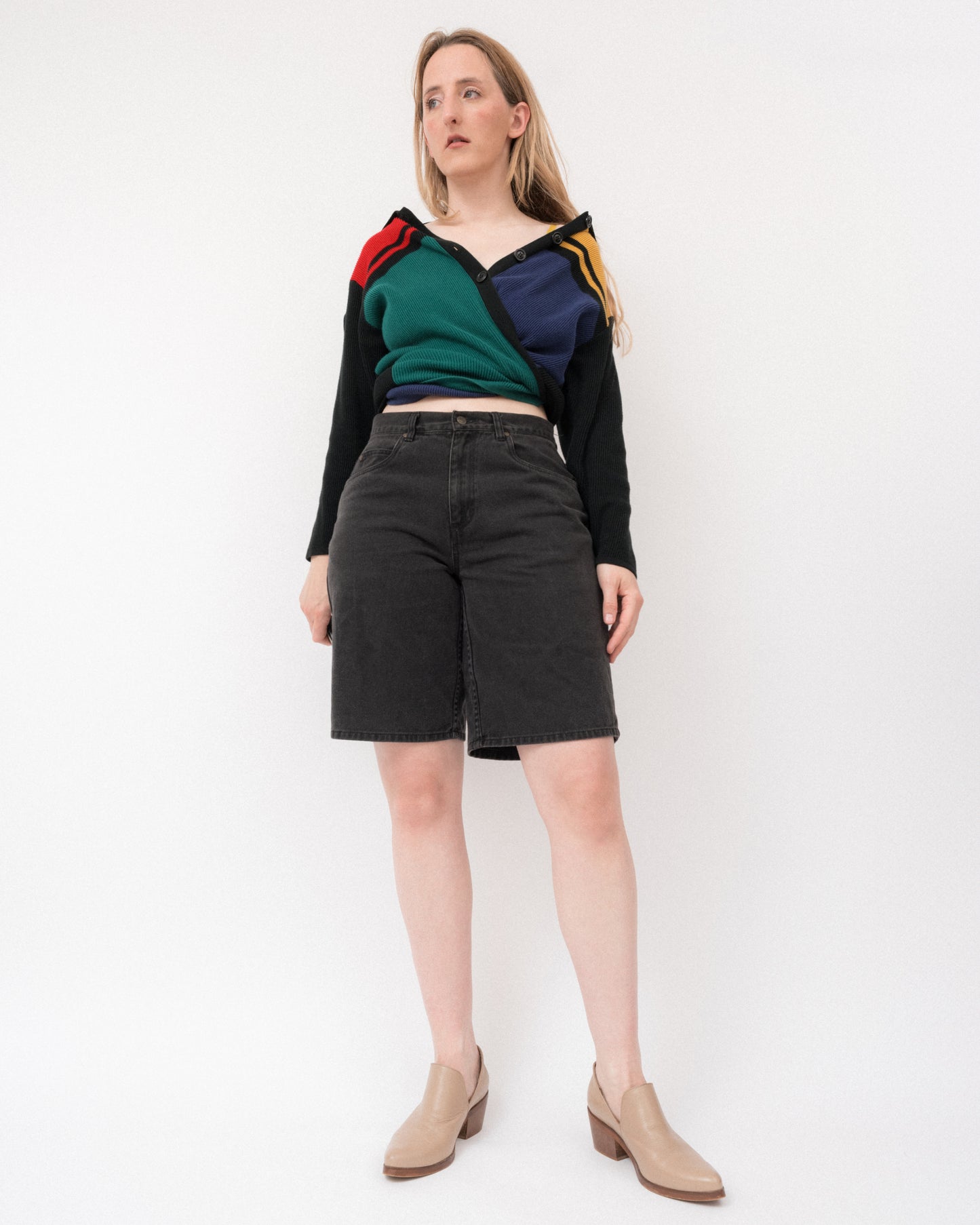 Vintage Colorblock Knit Cardigan (S/M)
