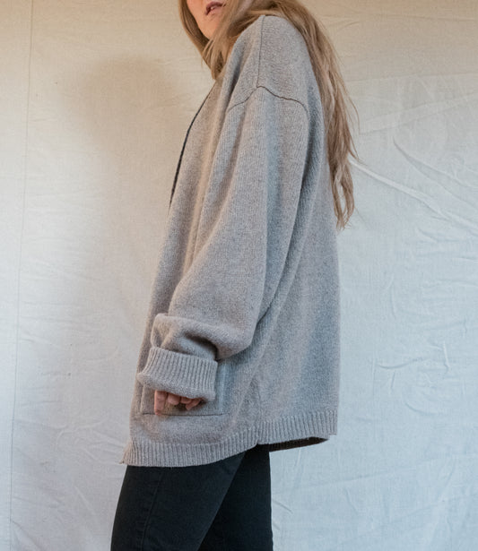 Vintage Chunky Knit Oversized Wool Cardigan (S-L)