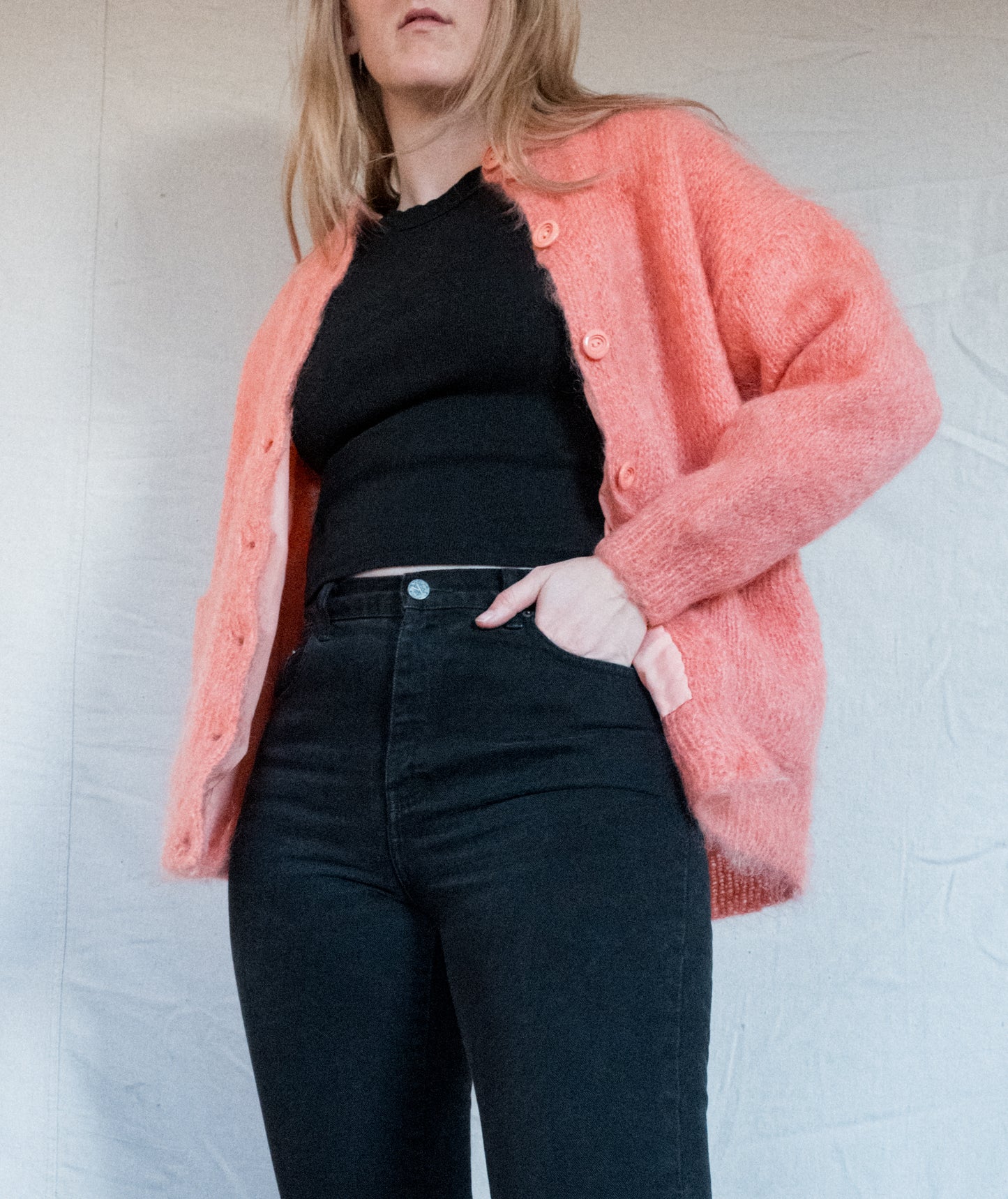 Vintage Lined Chunky Wool Cardigan (S/M)