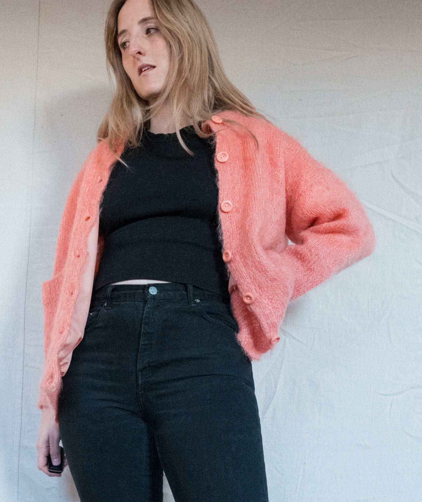 Vintage Lined Chunky Wool Cardigan (S/M)