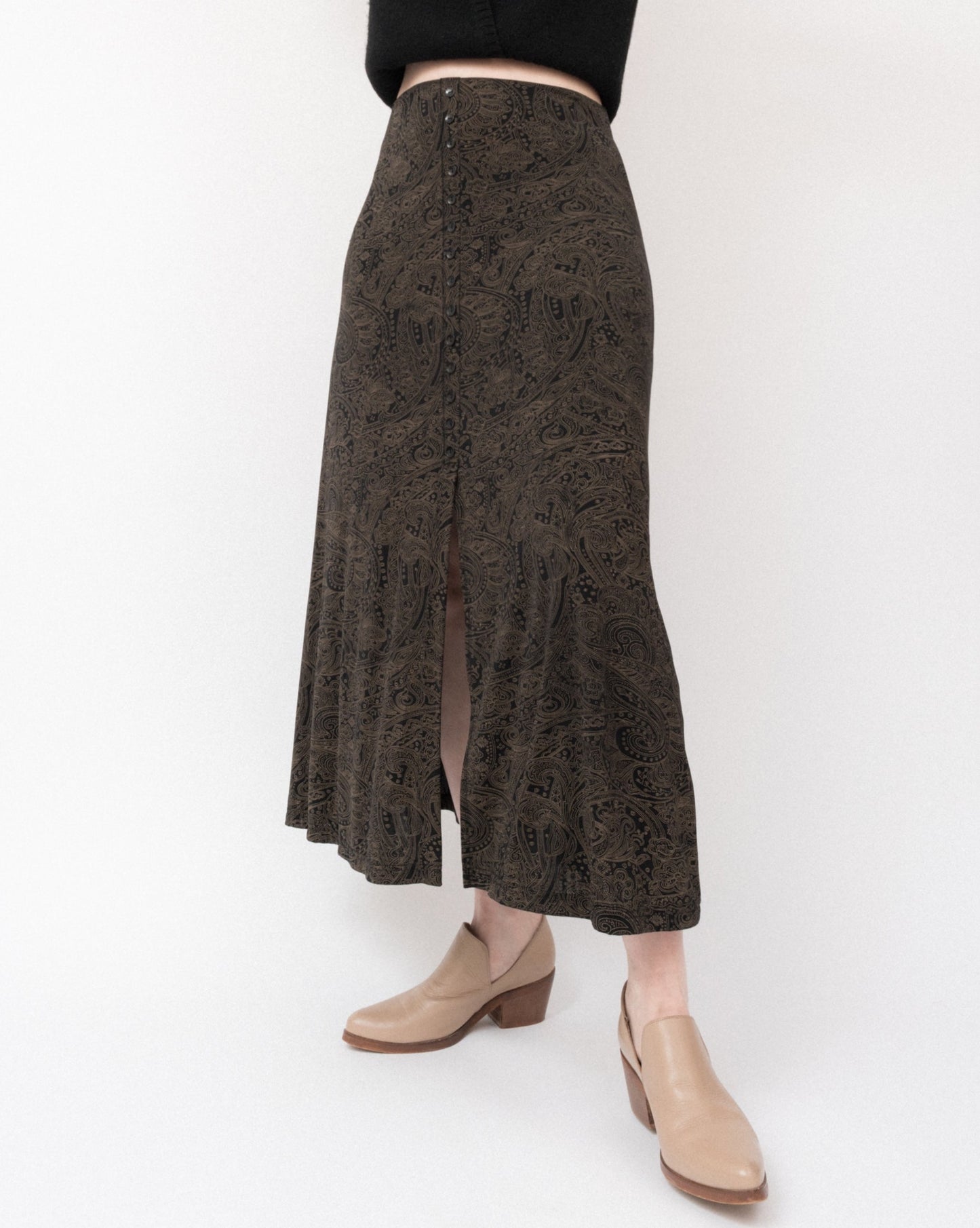 Vintage 90s Paisley Slinky Skirt (S-L)