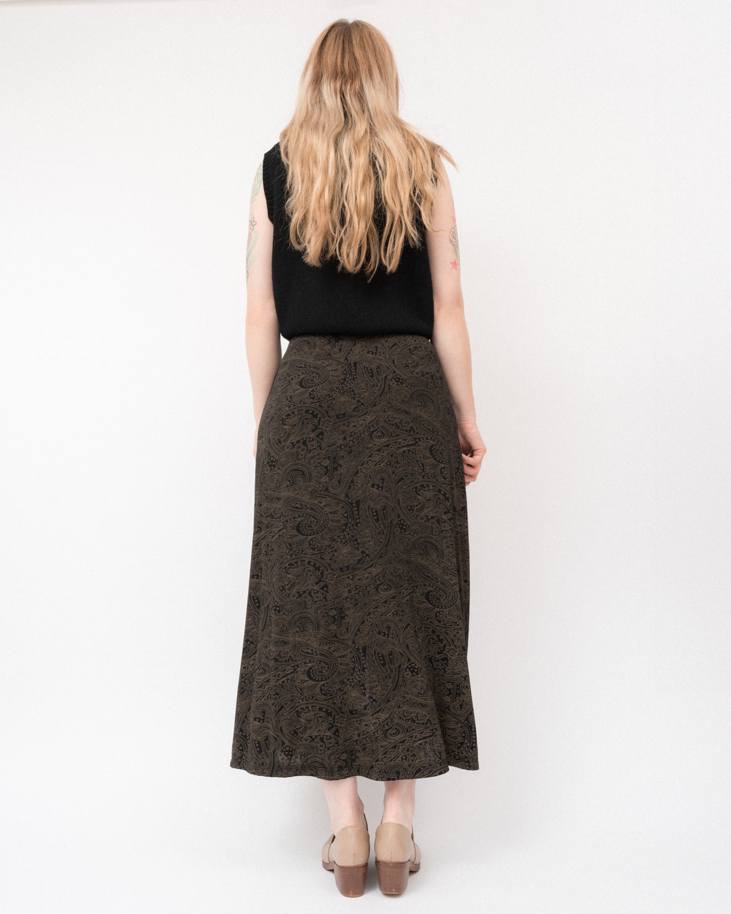 Vintage 90s Paisley Slinky Skirt (S-L)