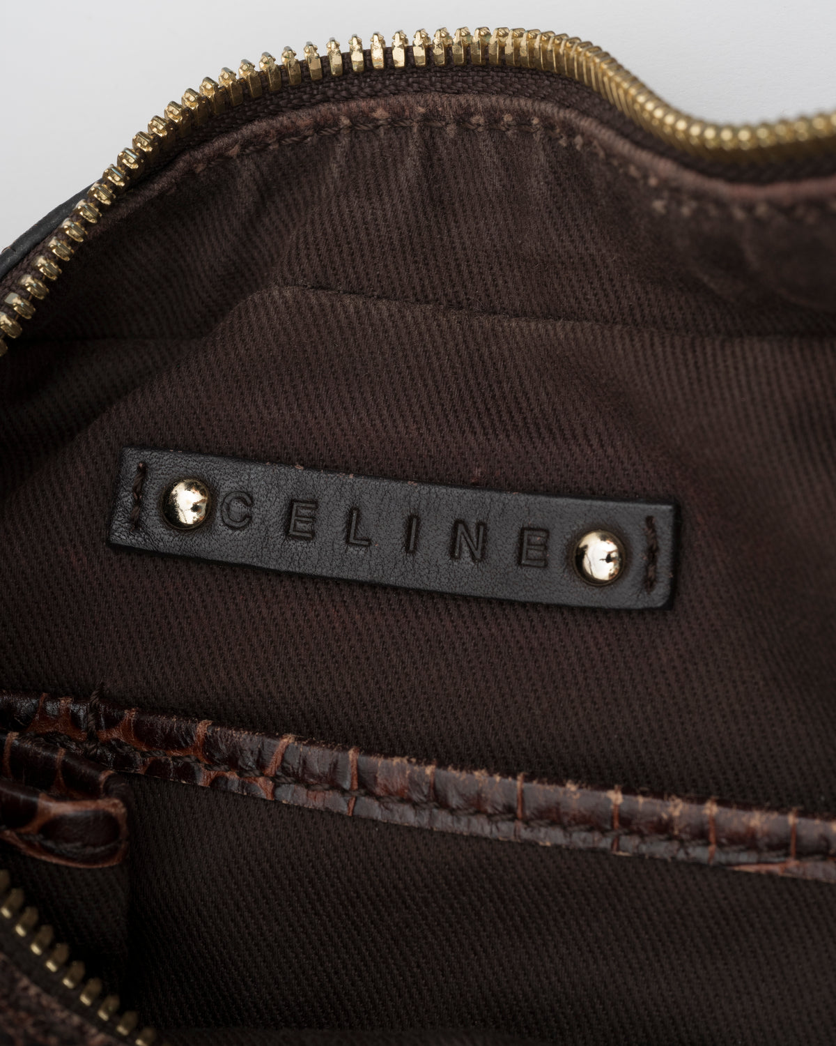 2000s CELINE Triomphe Croc-Embossed Hobo Bag