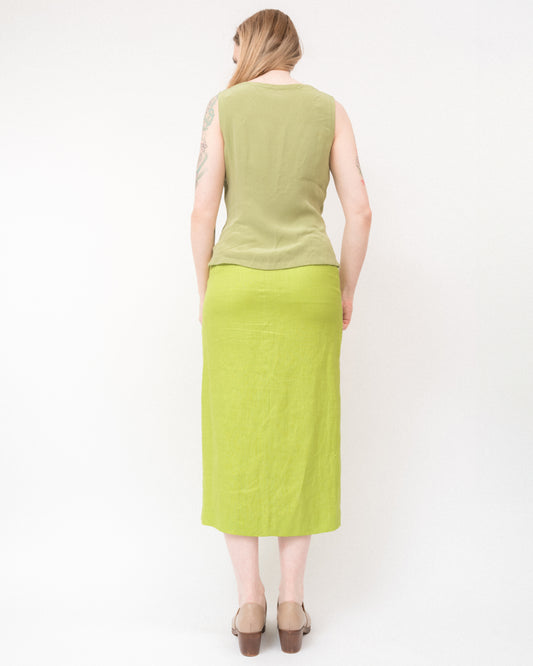 Vintage Pistachio Silk Top (S/M)