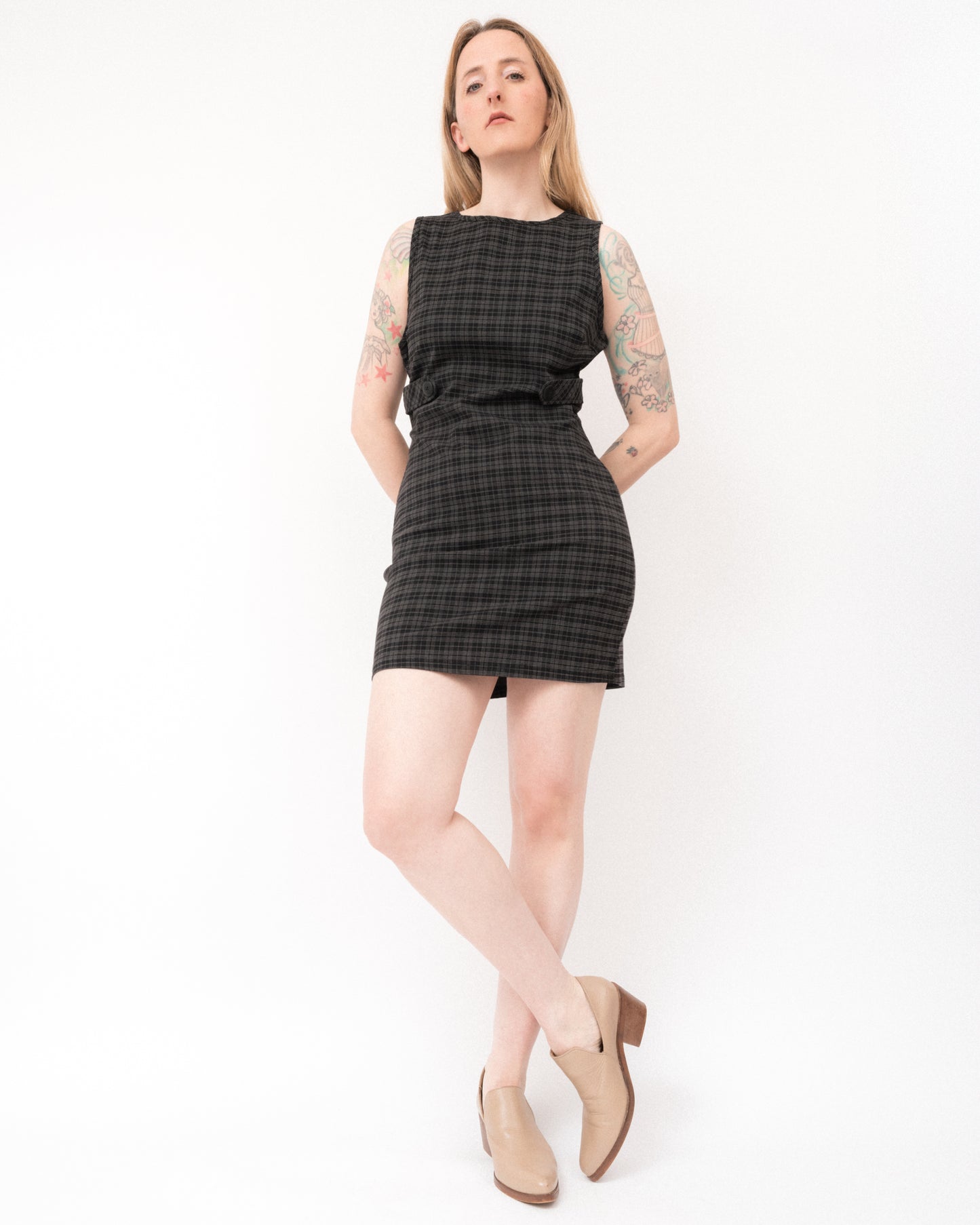 Vintage Plaid Mini Dress (M/L)