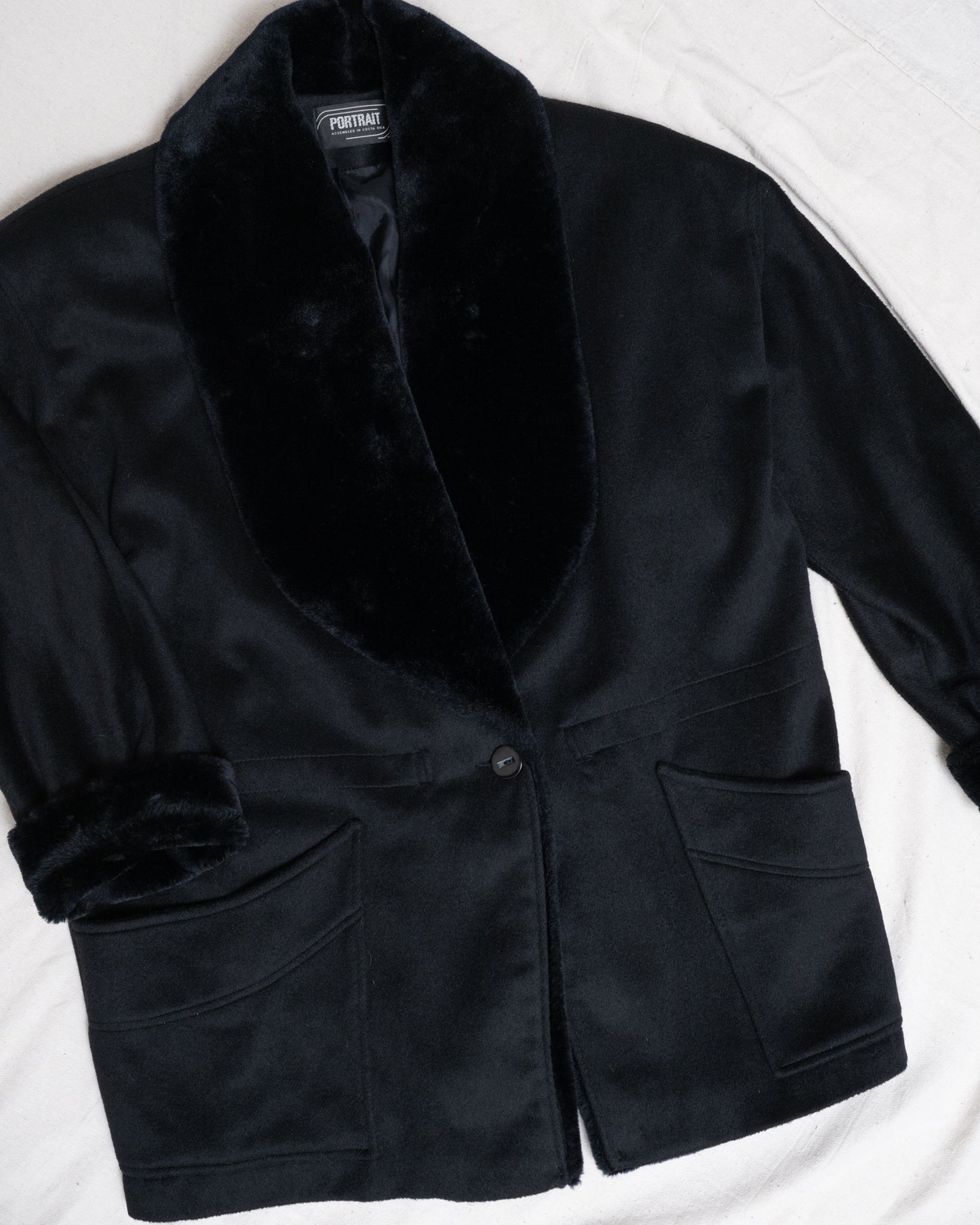 Vintage Black Wool Jacket (M)