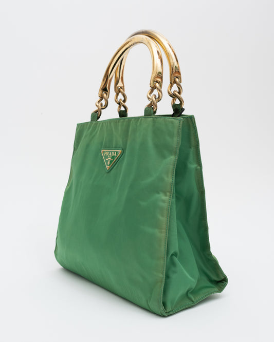 90s PRADA Green Tessuto Metallo Bag (as is)