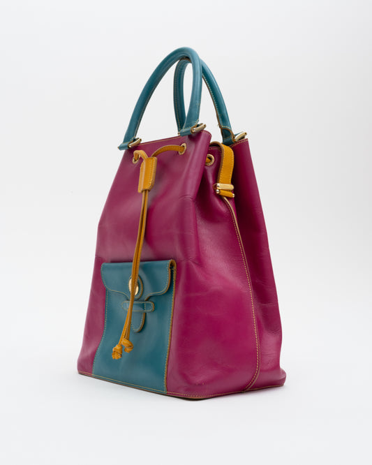 90s FENDI Tri-Color Leather Bucket Bag