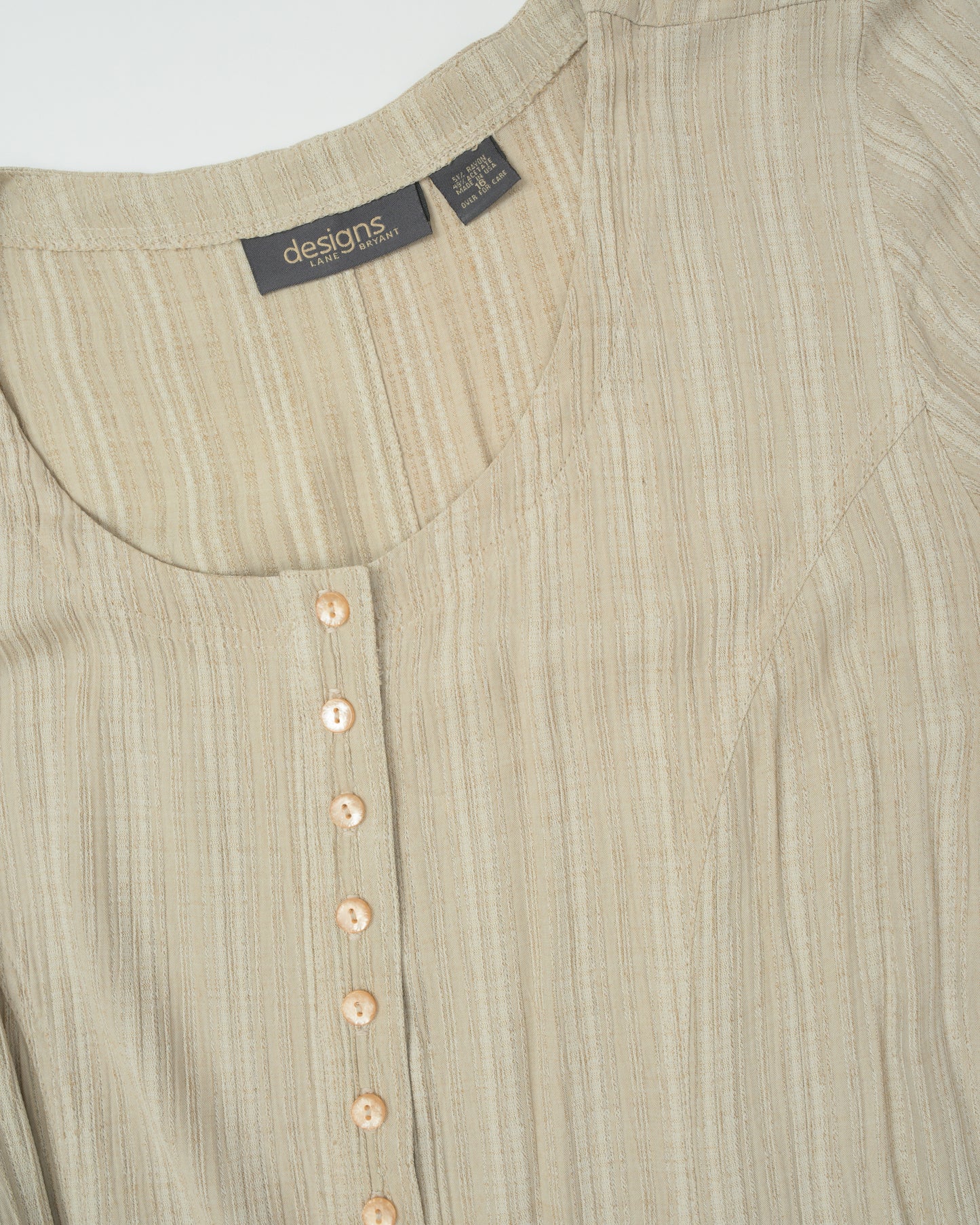 Vintage Beige Crinkle Dress (S-L)