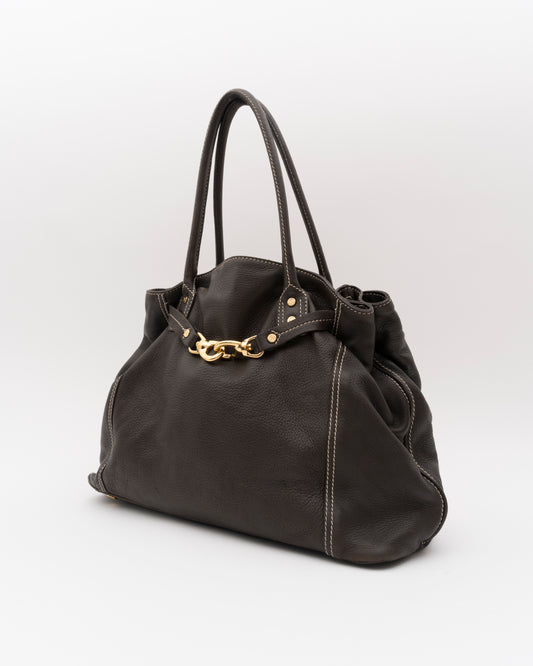 2000s CELINE Chocolate Horsebit Hobo Bag