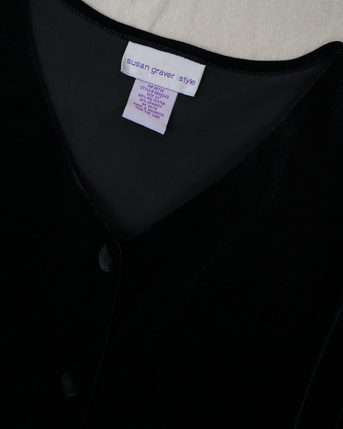 Vintage Oversized Black Velvet Shirt Dress (S-L)