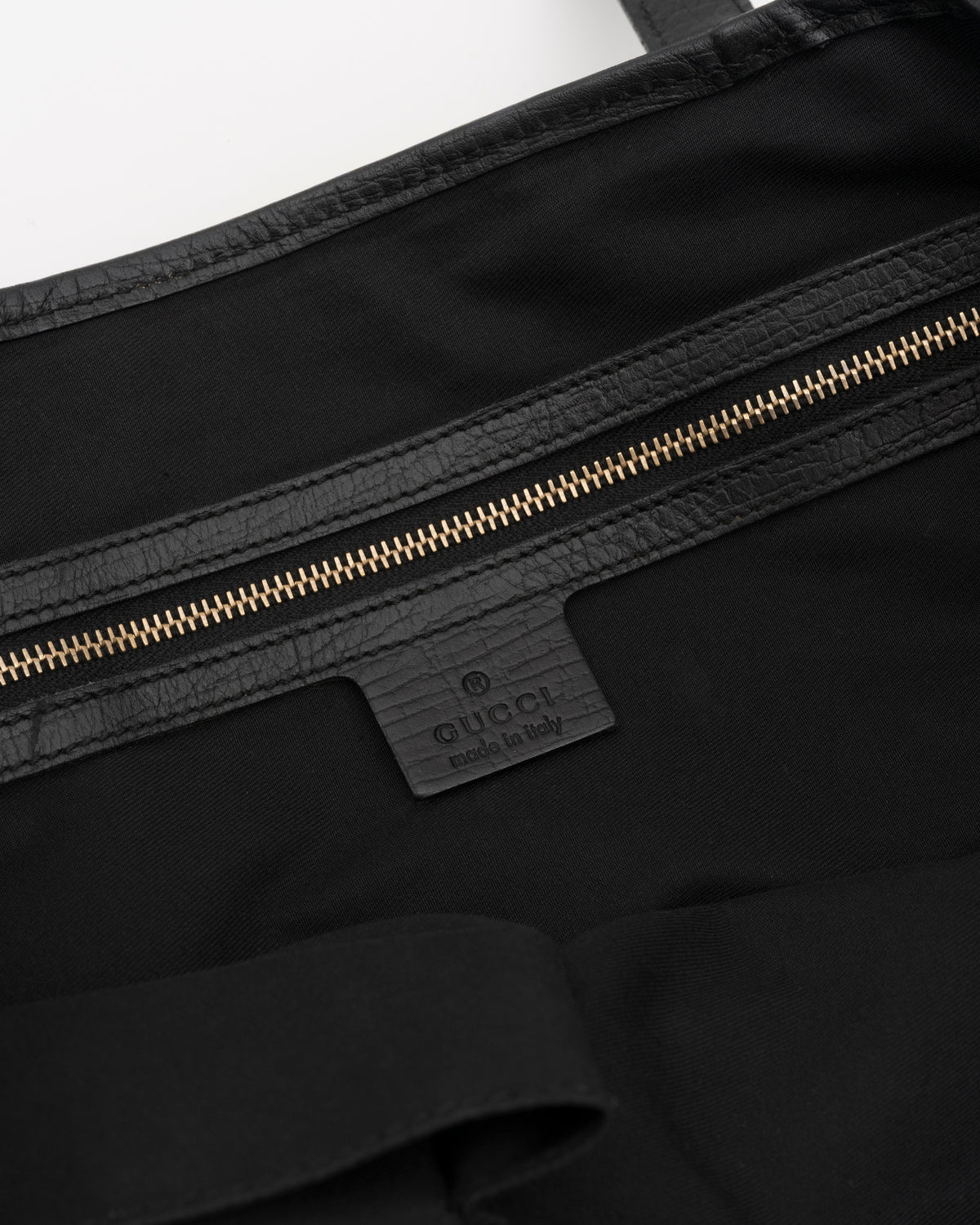 2000s GUCCI Black GG Canvas Web Charm Tote