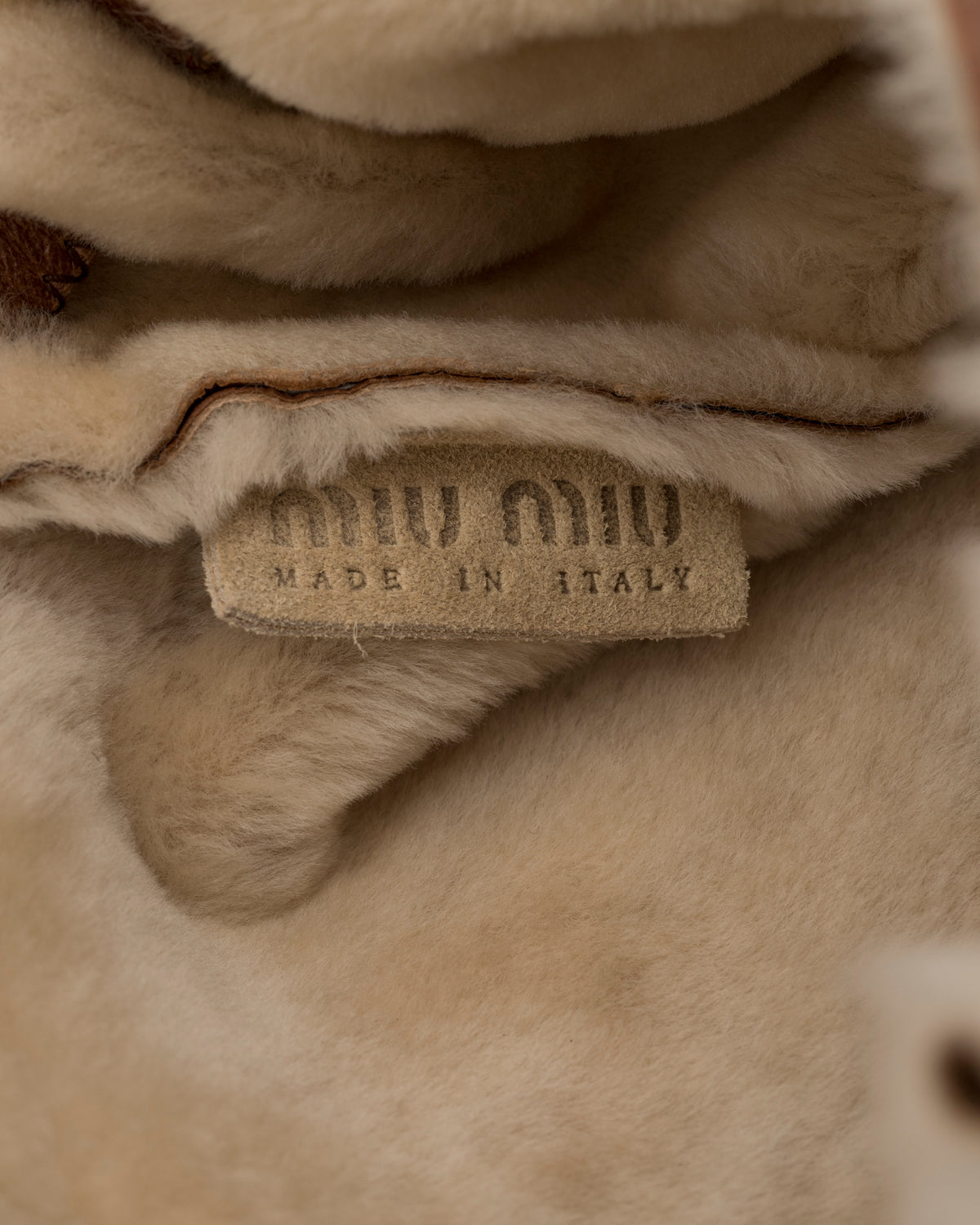 2000s MIU MIU Small Tan Shearling Hobo Bag