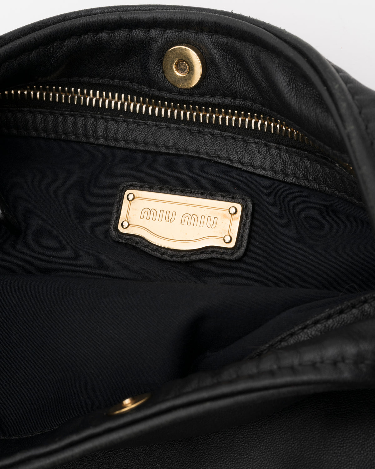 2000s MIU MIU Black Nappa Leather Hobo Bag