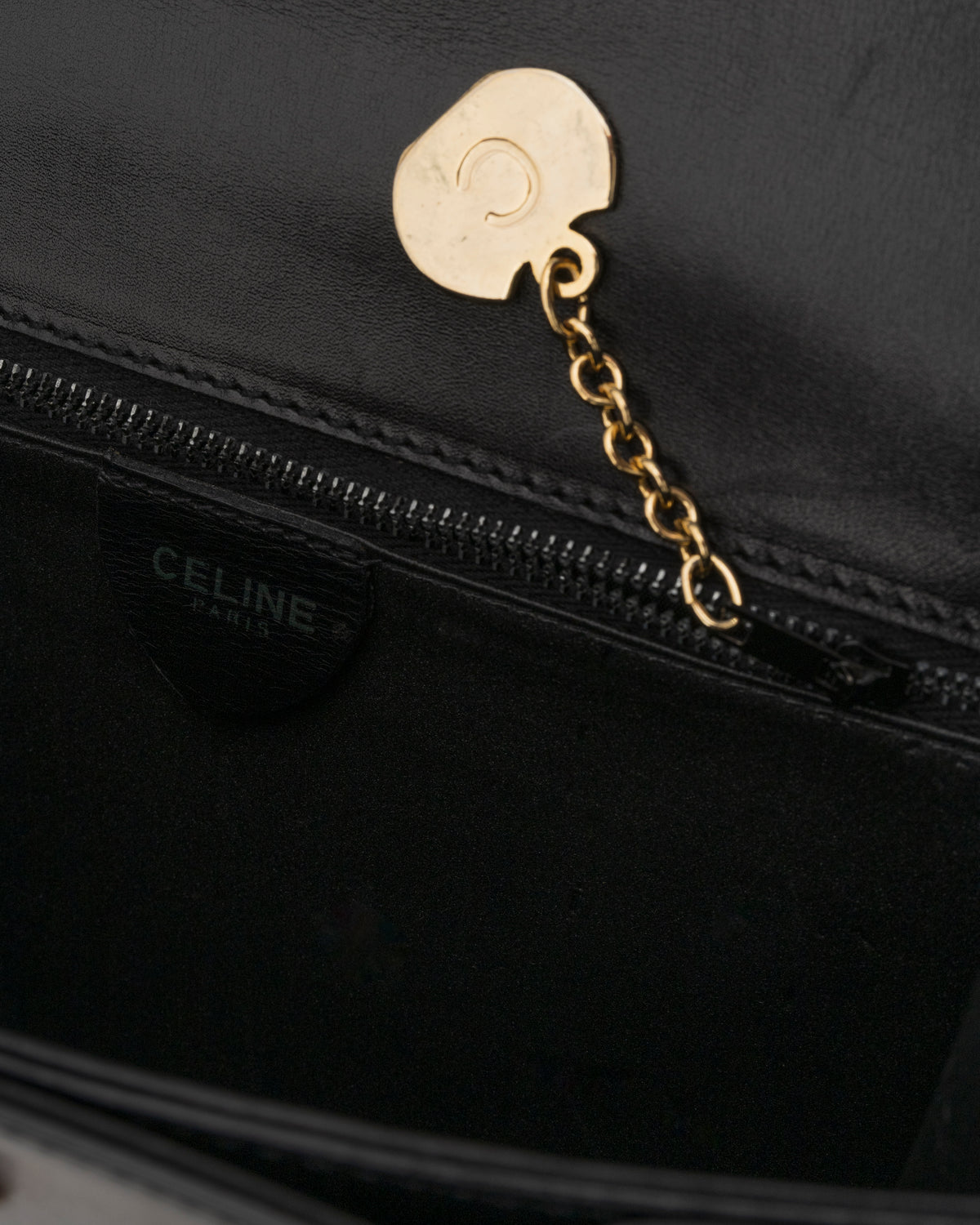 70s/80s CELINE Black Leather Box Carriage Bag